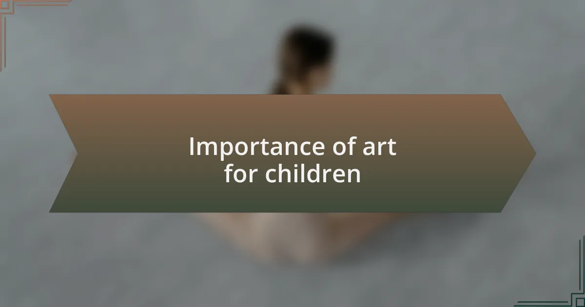 Importance of art for children
